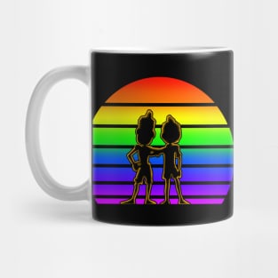 Rainbow Sunset with Luca and Alberto - Cartoon Black Mug